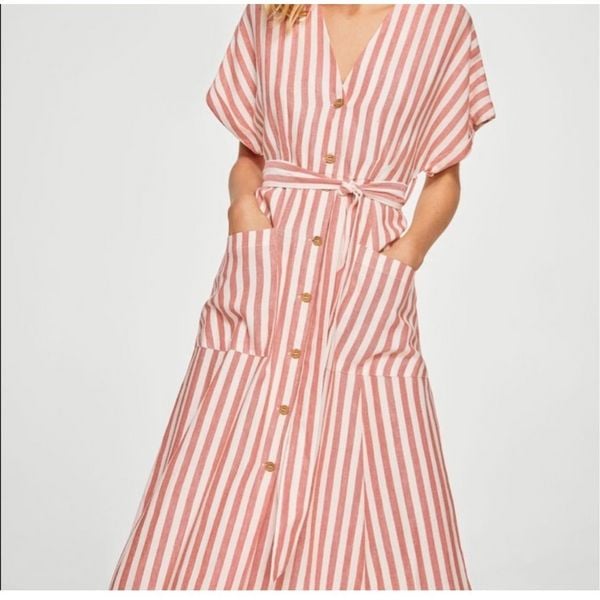 Mango pink cheap check dress