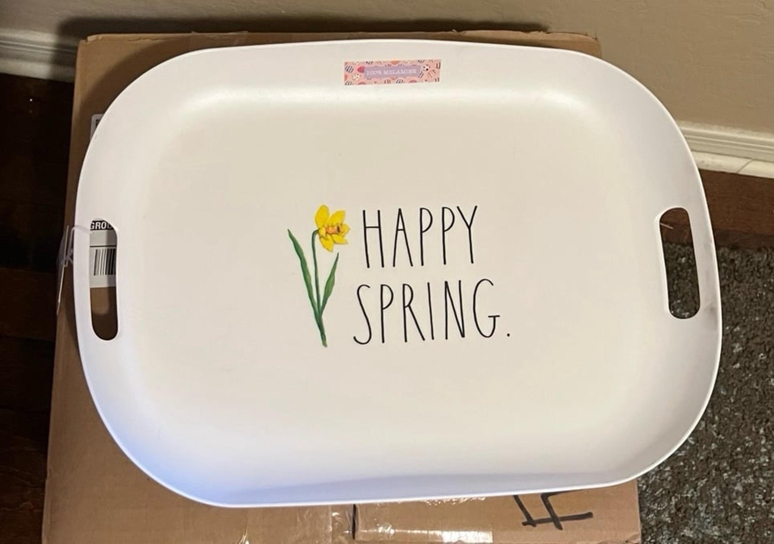 Rae Dunn Enchante Accessories Happy Spring Daffodil Serving Platter Melanite NWT