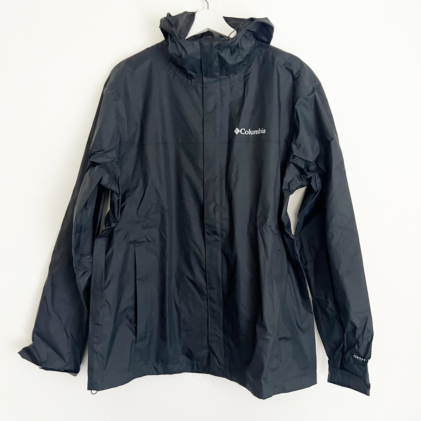 NWOT Columbia Mens Watertight II Rain Coat Jacket Black Pockets Hood Large