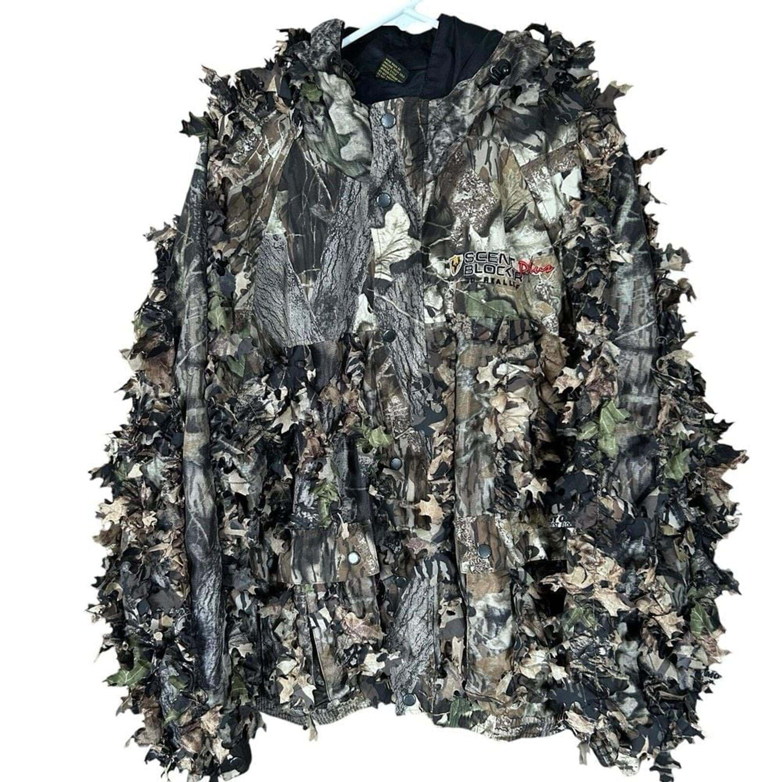 Mossy Oak Scent Blocker Plus Jacket Mens Size 2XL Camo 3D Real Leaf Hunting