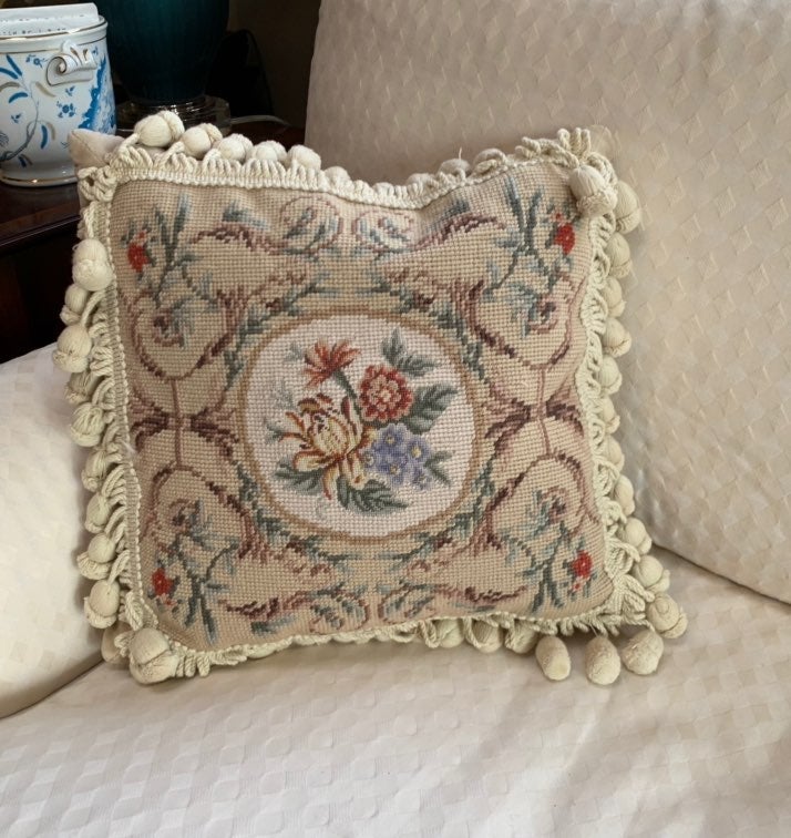 Throw pillow, petit point
