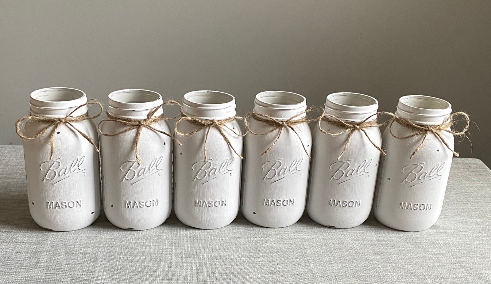 Chalk painted distressed Quart mason jars 6 for 26 Other colors available!