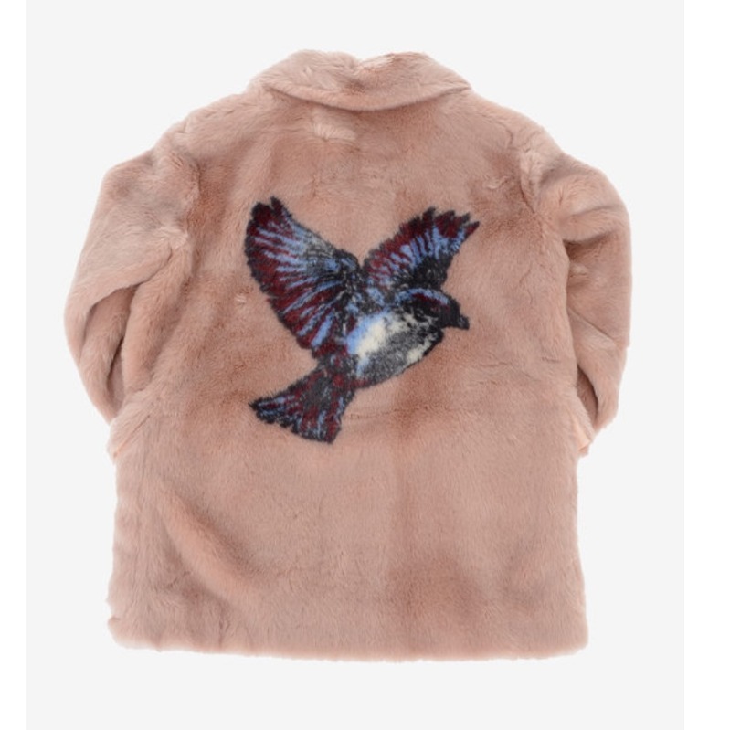Rare! Stella McCartney Kids Faux Fur Carolyn Blouson Coat Bird Applique Sz 14