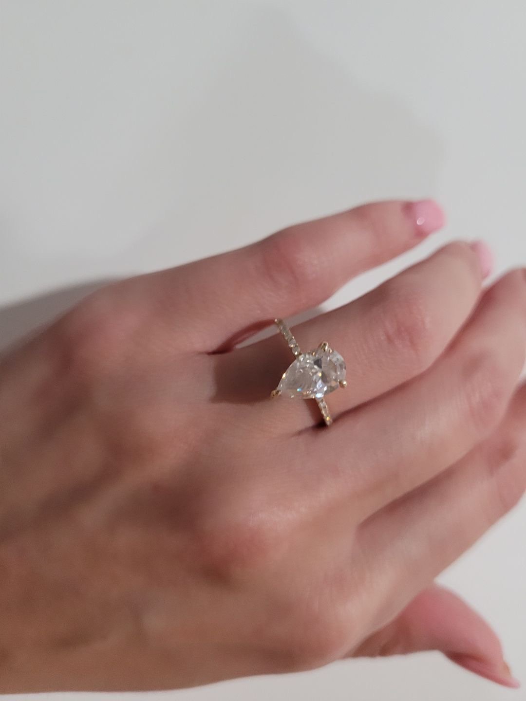 *HUGESALE* 3CT Pear Cut Moissanite 14k solid yellow gold engagement Ring Size 7