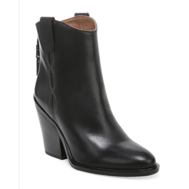 Sarto By Franco Sarto A-Germaine Ankle Boot Black Leather Size 11 Sleek Western