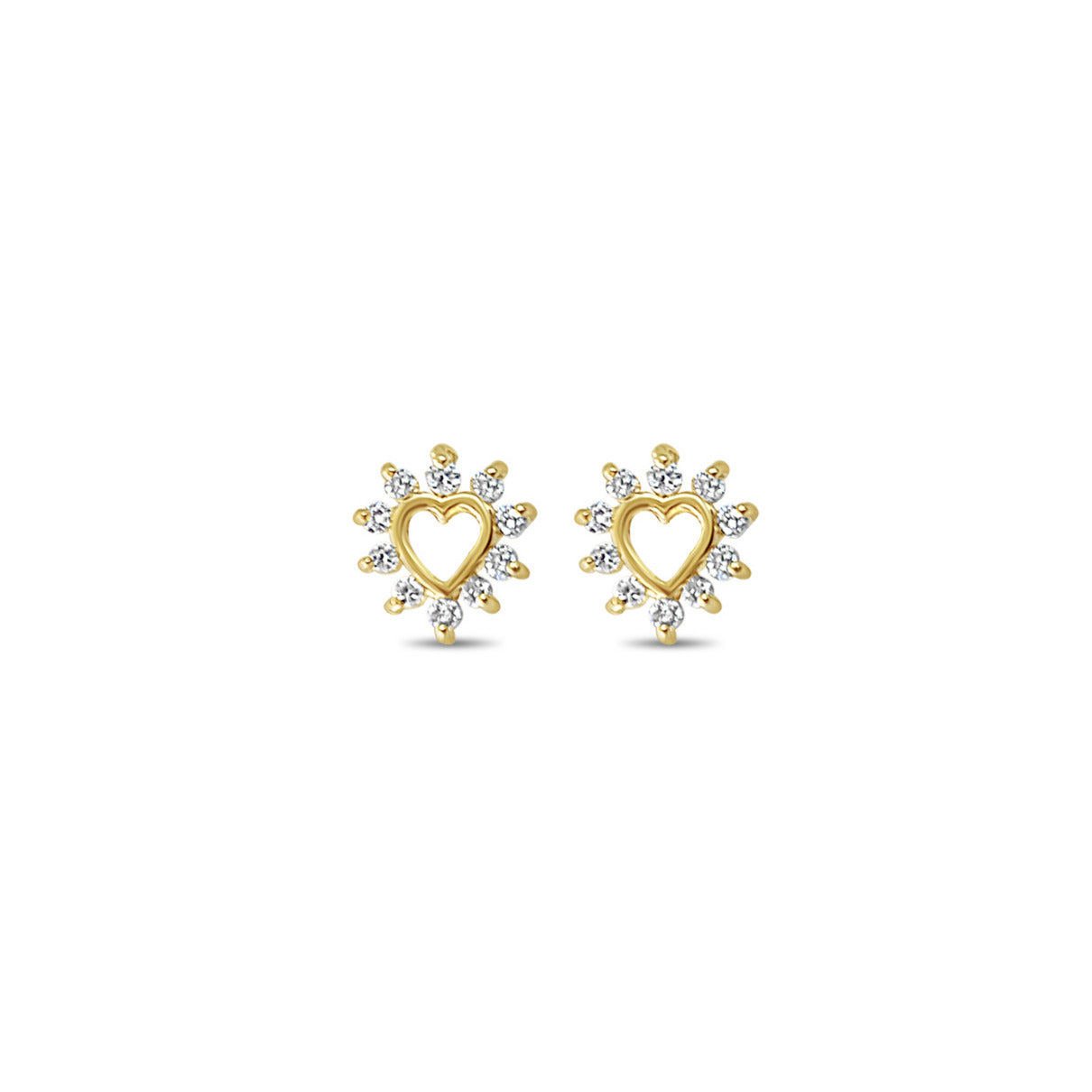 Heart Shaped Cutout Diamond Studs .50cttw 14k Yellow Gold