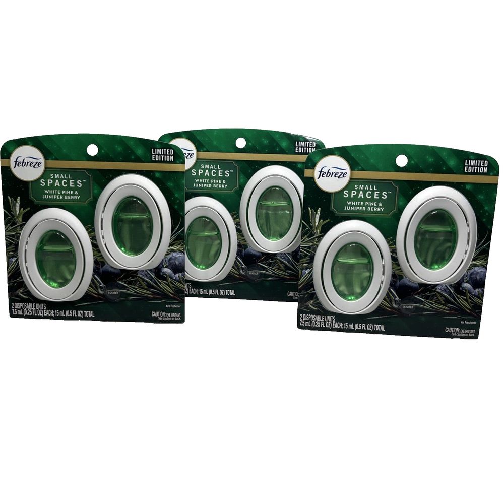 LOT OF 3 - Febreze Small Spaces Winter Pine & Juniper Air Freshener 2 Count