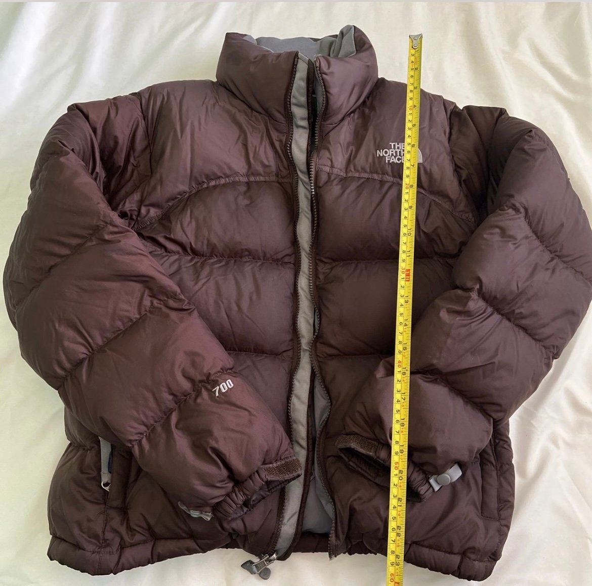 Brown north face puffer