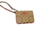 COACH Signature canvas, Corner Zip Wristlet, Pink Leather Trim, Strap & Patch,