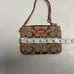 COACH Signature canvas, Corner Zip Wristlet, Pink Leather Trim, Strap & Patch,