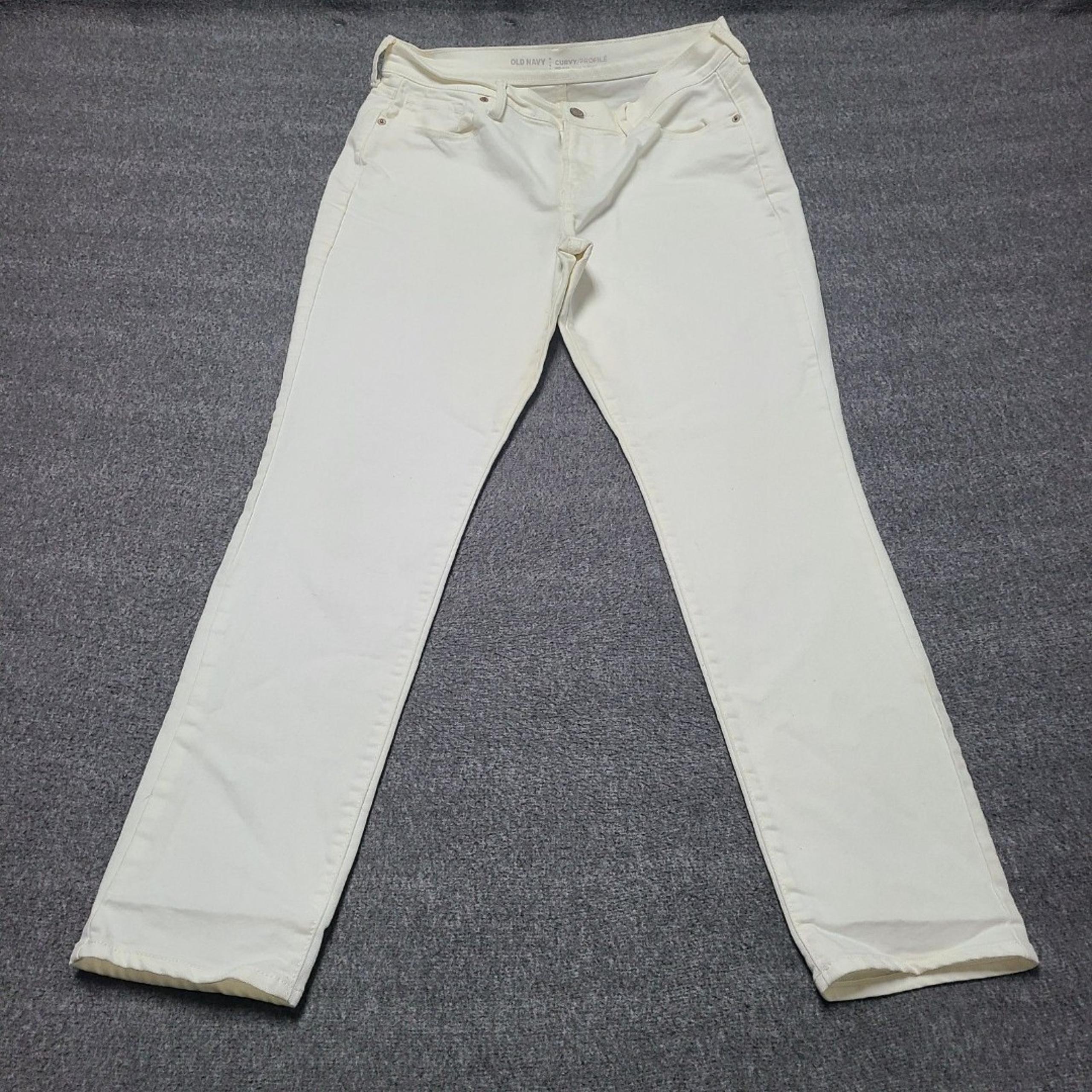 Old Navy Womens Jeans 12 Ivory Curvy  Slim Straight Beach Party Denim Pants
