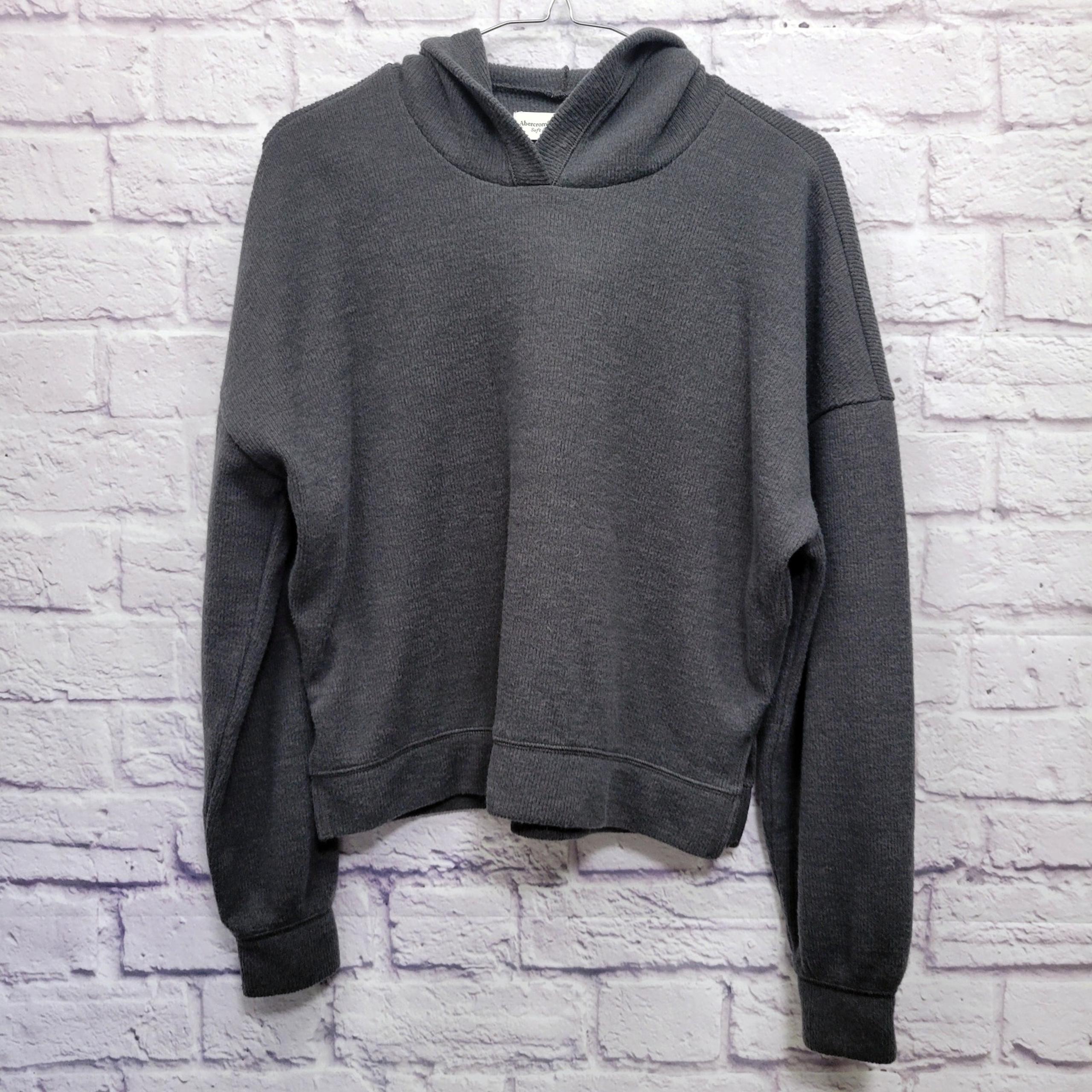 Abercrombie & Fitch Soft A&F Cozy Hooded Sweater Size XS Cropped Gray Stretchy