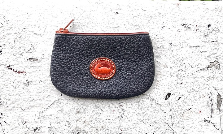New DOONEY & BOURKE Vintage Navy Small Mini Zip Cards Coin Purse Pouch Bag Rare