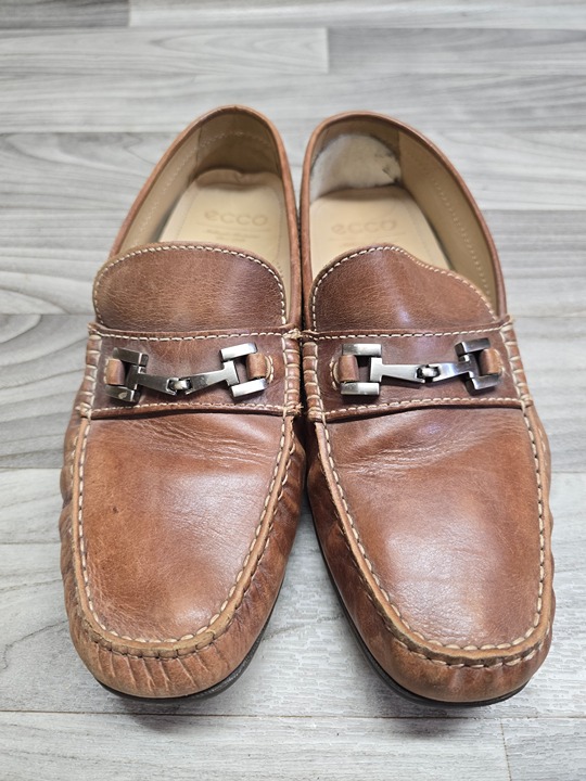ECCO Mens Hybrid Brown Leather Driving Moccasin Slip-On Loafer 10/10.5 (44 EU)