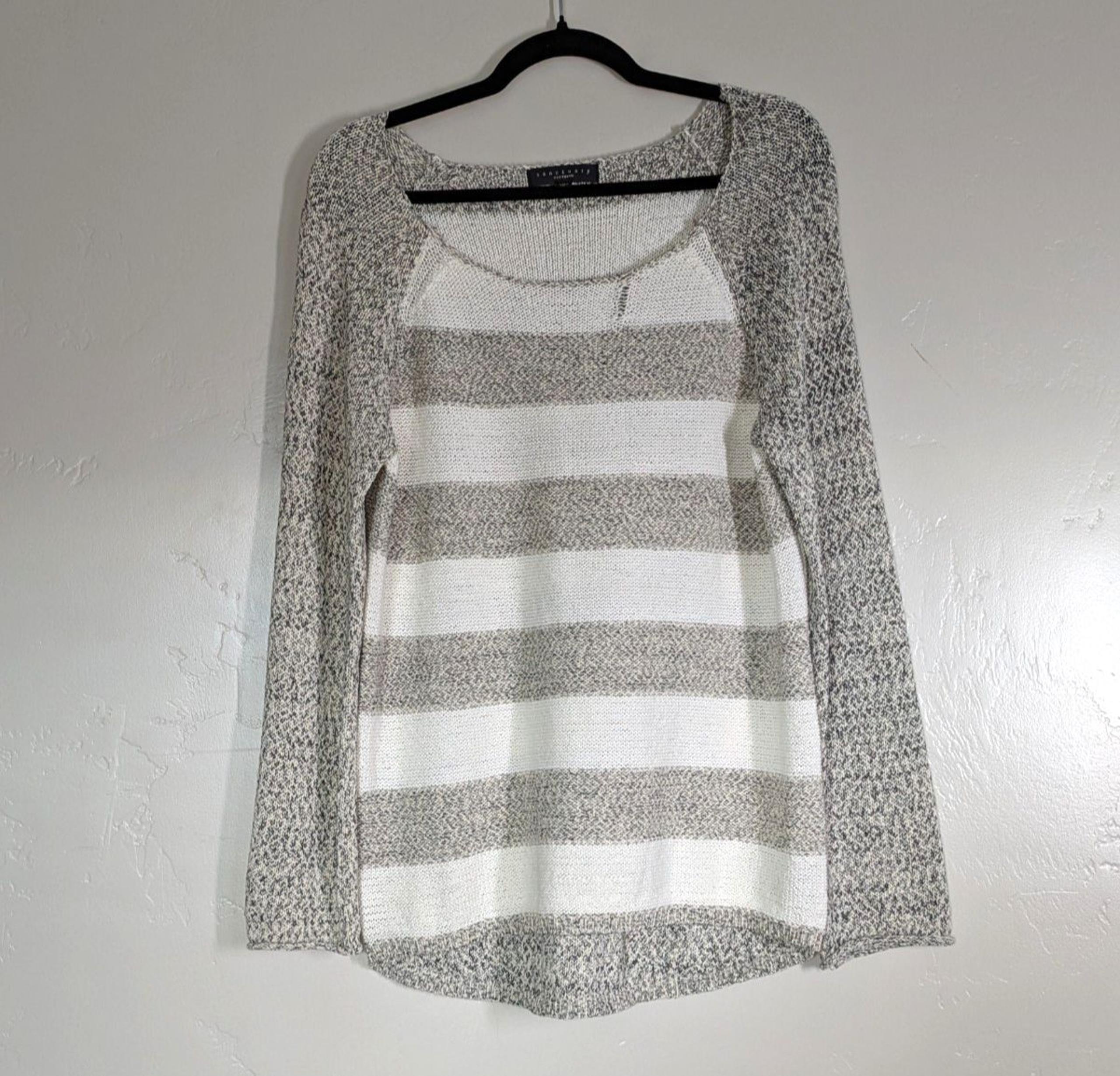 Sanctuary Women's Size Large Boat Neck Casual Neutral Striped Raglan Sweater