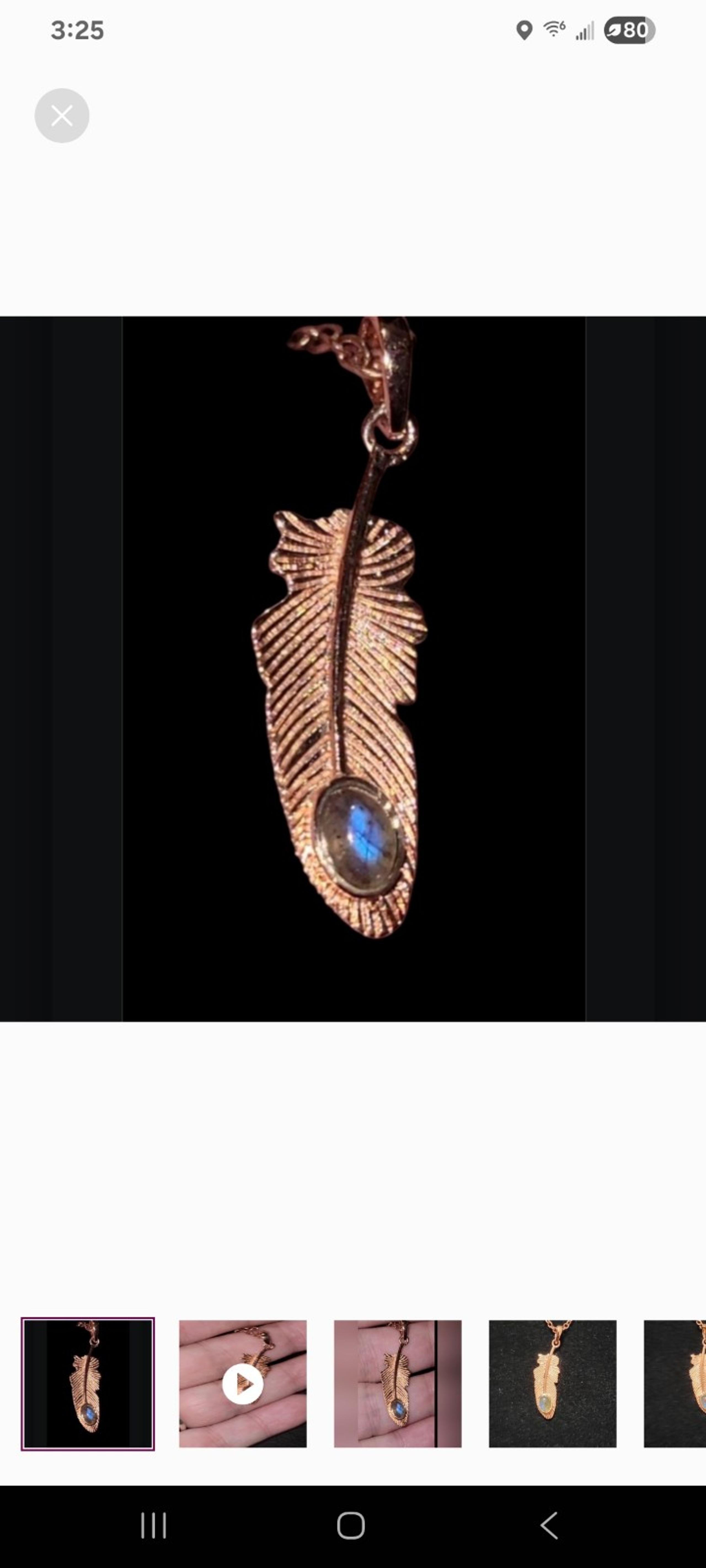 Labradorite Copper Feather Pendant Necklace