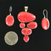 Red Sponge Coral Pendant and Earrings in Sterling Silver 925