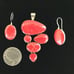 Red Sponge Coral Pendant and Earrings in Sterling Silver 925