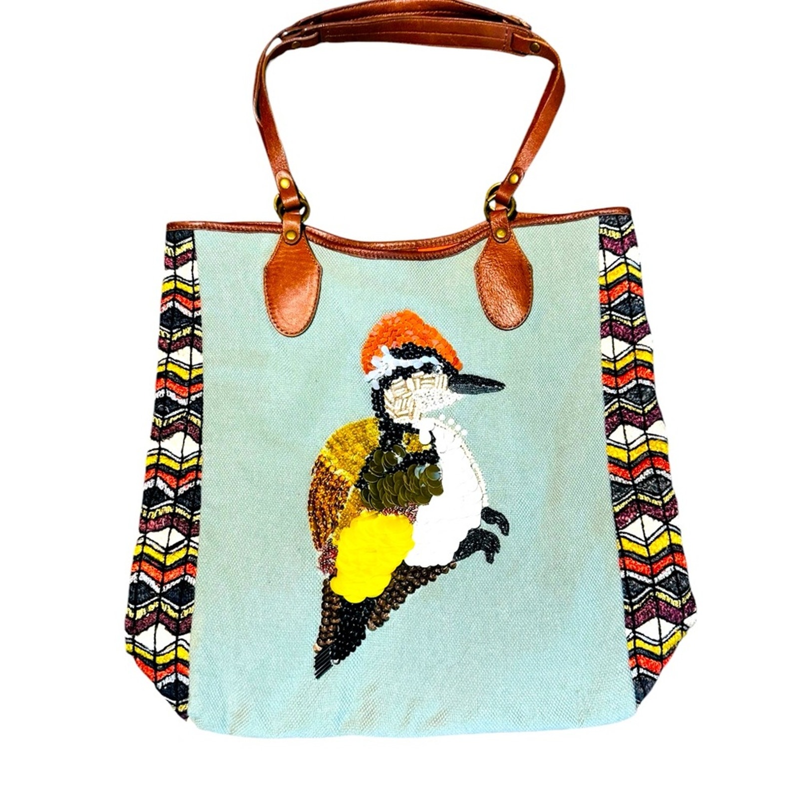 Jasmine and Jeera Bird Design Sequins Tote Bag