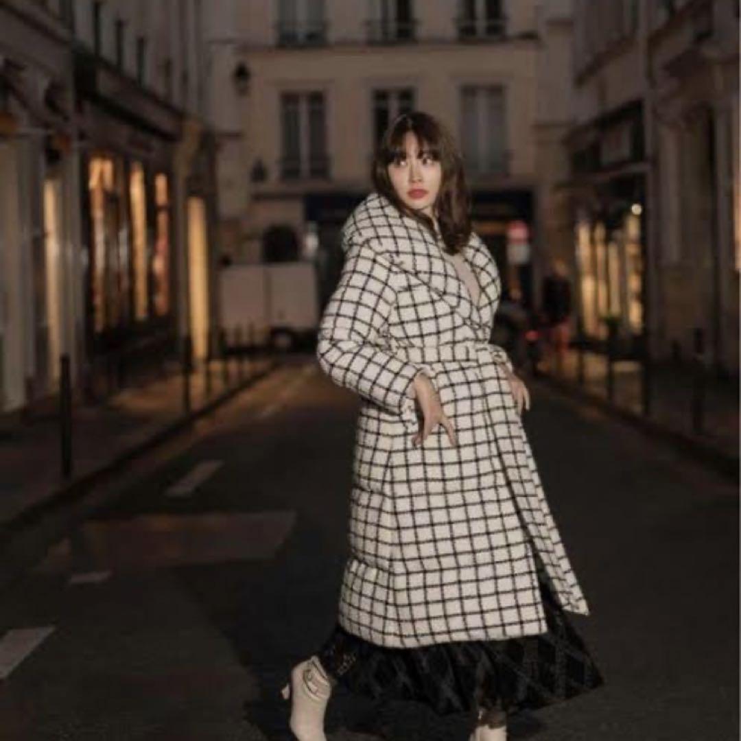 最新作売れ筋が満載 Loop Yarn Tweed Belted Down Coat M ジャケット・アウター