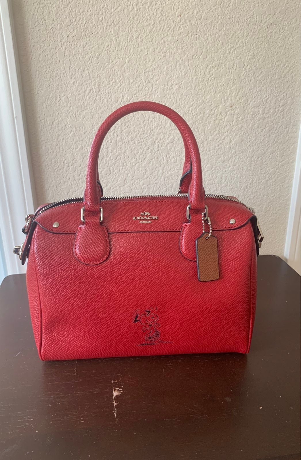 red Coach x snoopy bennet satchel bag f37272