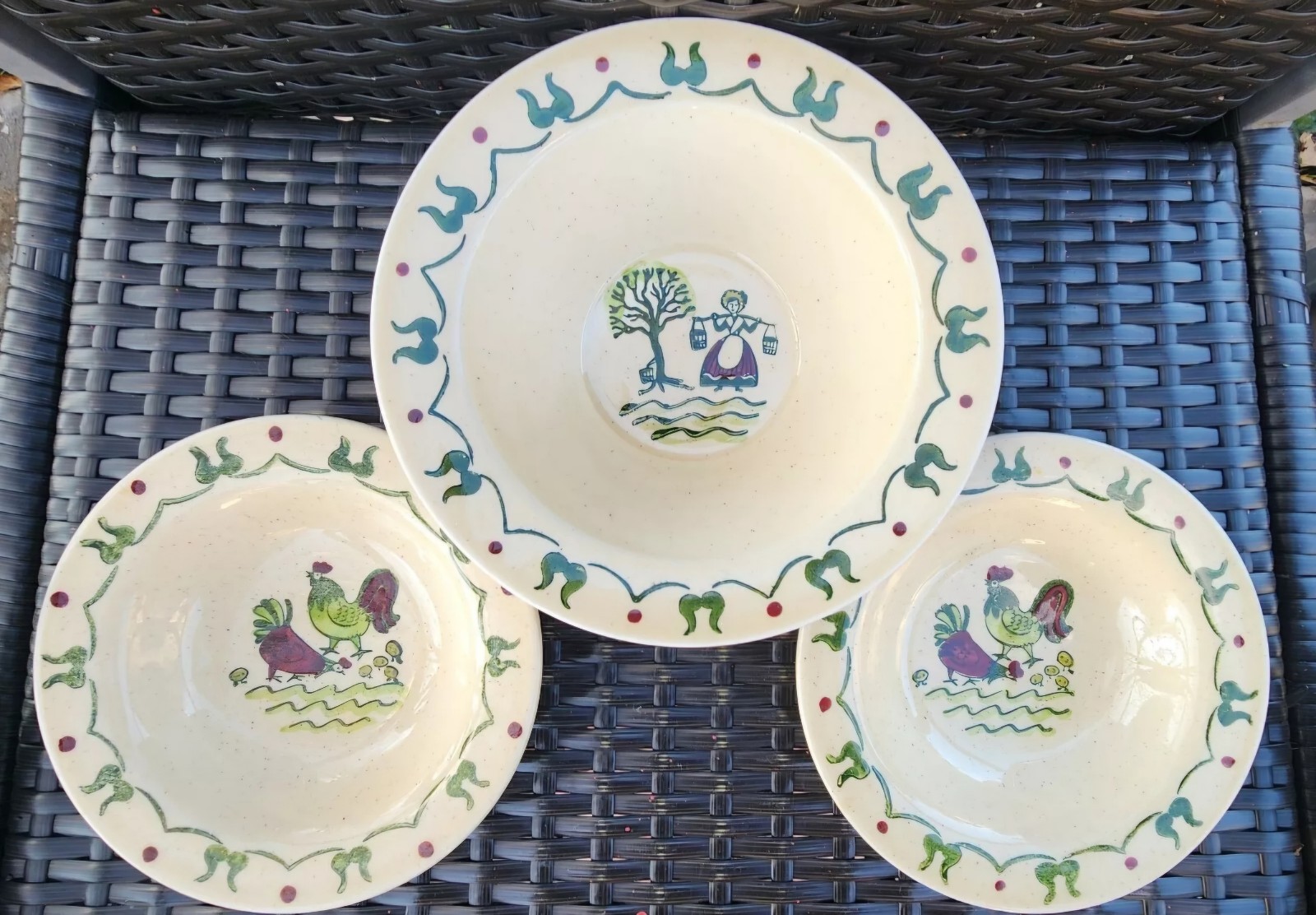 Vintage Metlox Poppytrail California Homestead Provincial. 3 Bowls. 50s To 80s