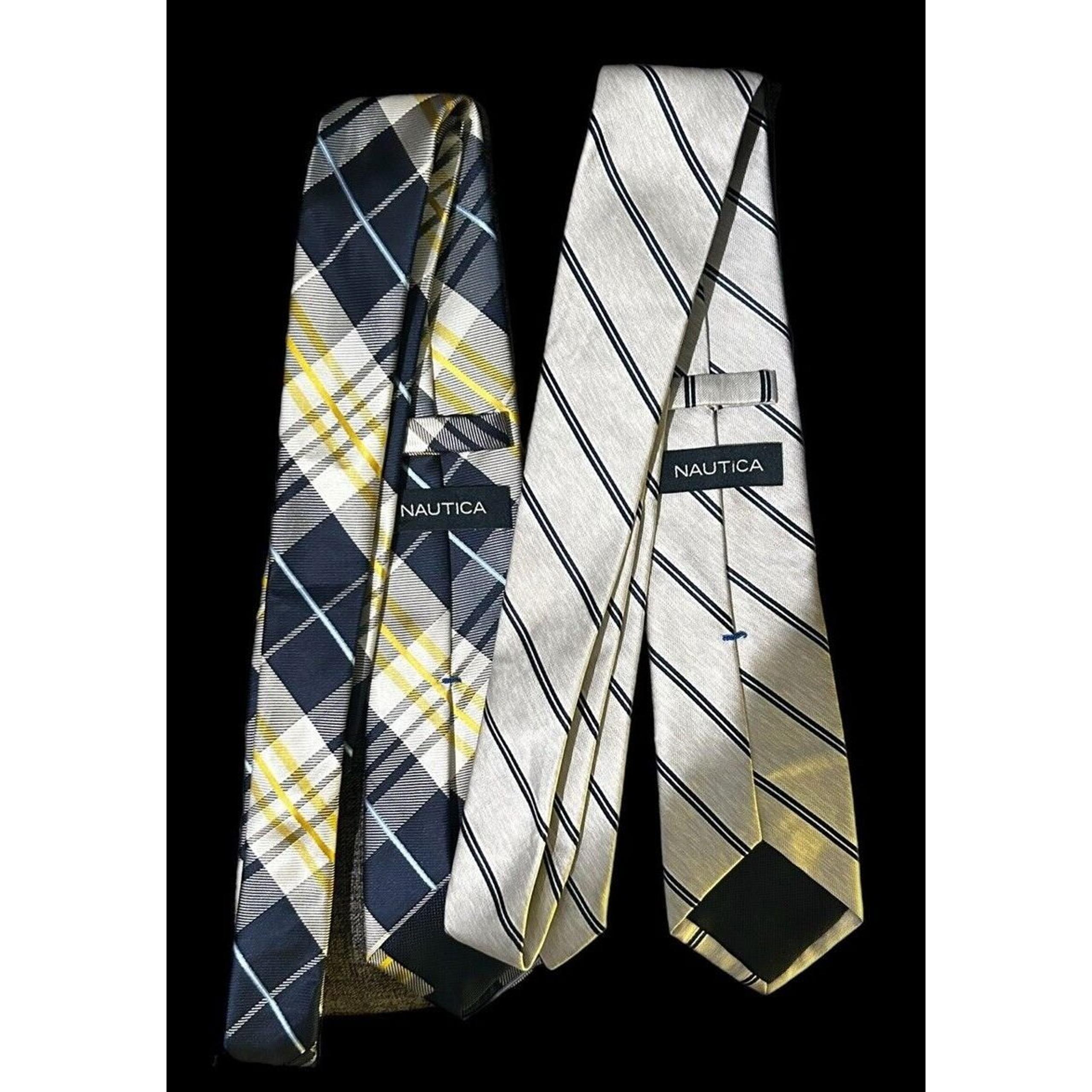 Set of 2 NAUTICA Men's 100% Silk Ties Print 2 Different Colors