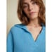 Revolve x Nation LTD Georgie Polo Sweater Cropped Alpaca Wool Size L Blue