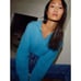 Revolve x Nation LTD Georgie Polo Sweater Cropped Alpaca Wool Size L Blue