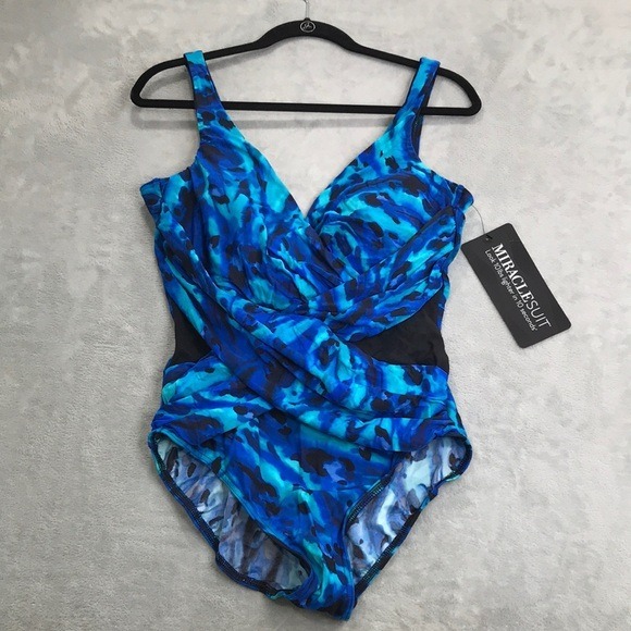 Miraclesuit Madero Slimming One Piece Swimsuit Size 16 New