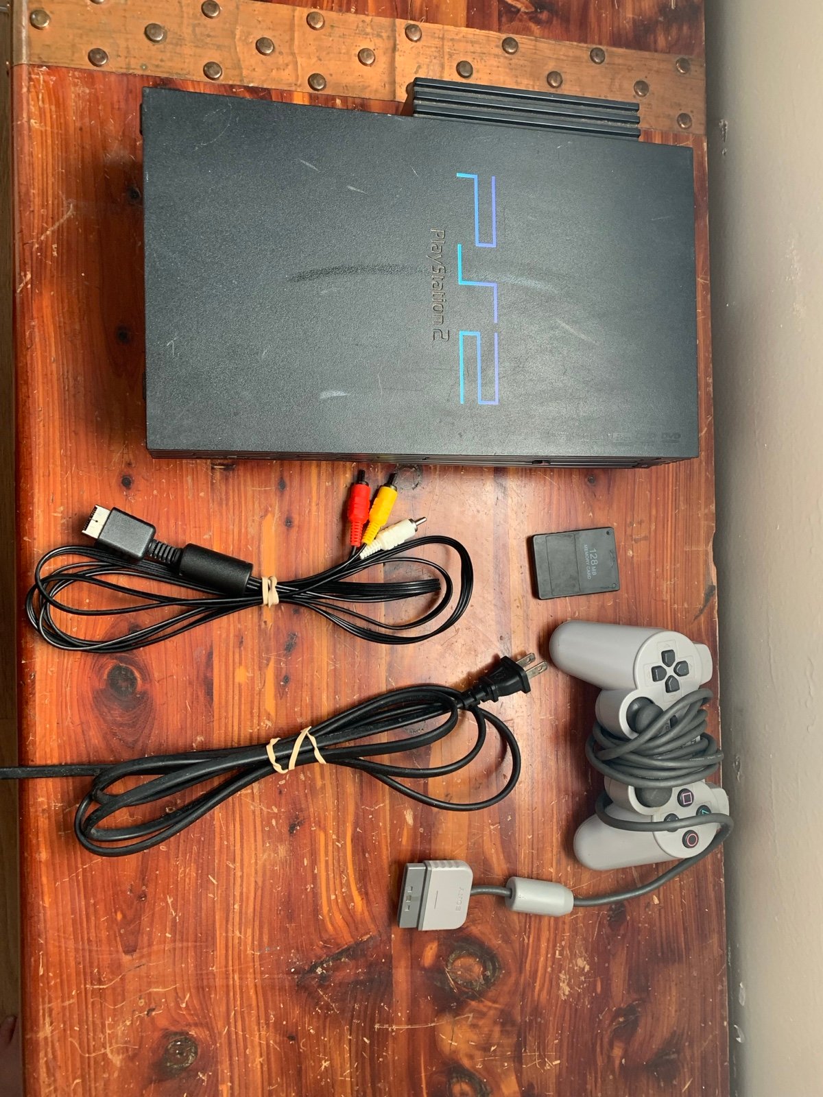 PlayStation2 with controller and memory card