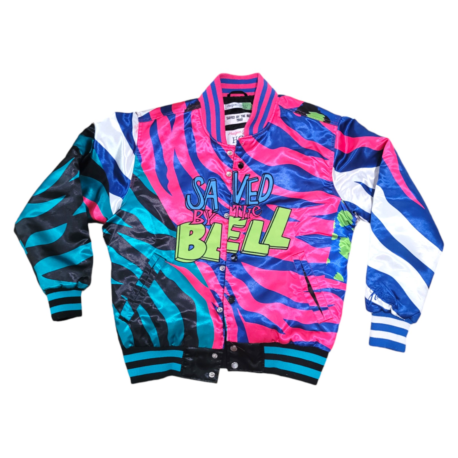 Men's Size S Saved by the Bell Headgear Classics Satin Jacket Multicolor Silky