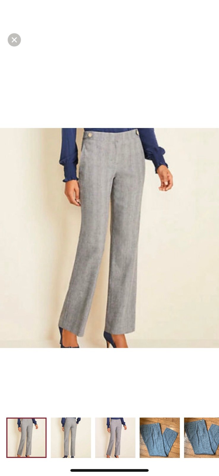 Ann Taylor The Straight Linen Blend Pant Herringbone