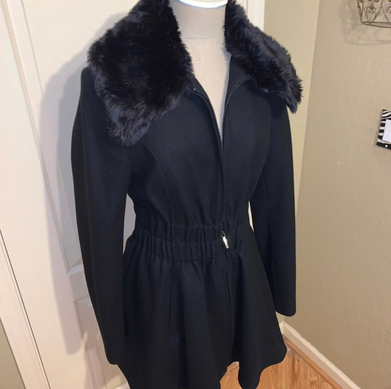 Black wool A-line jacket