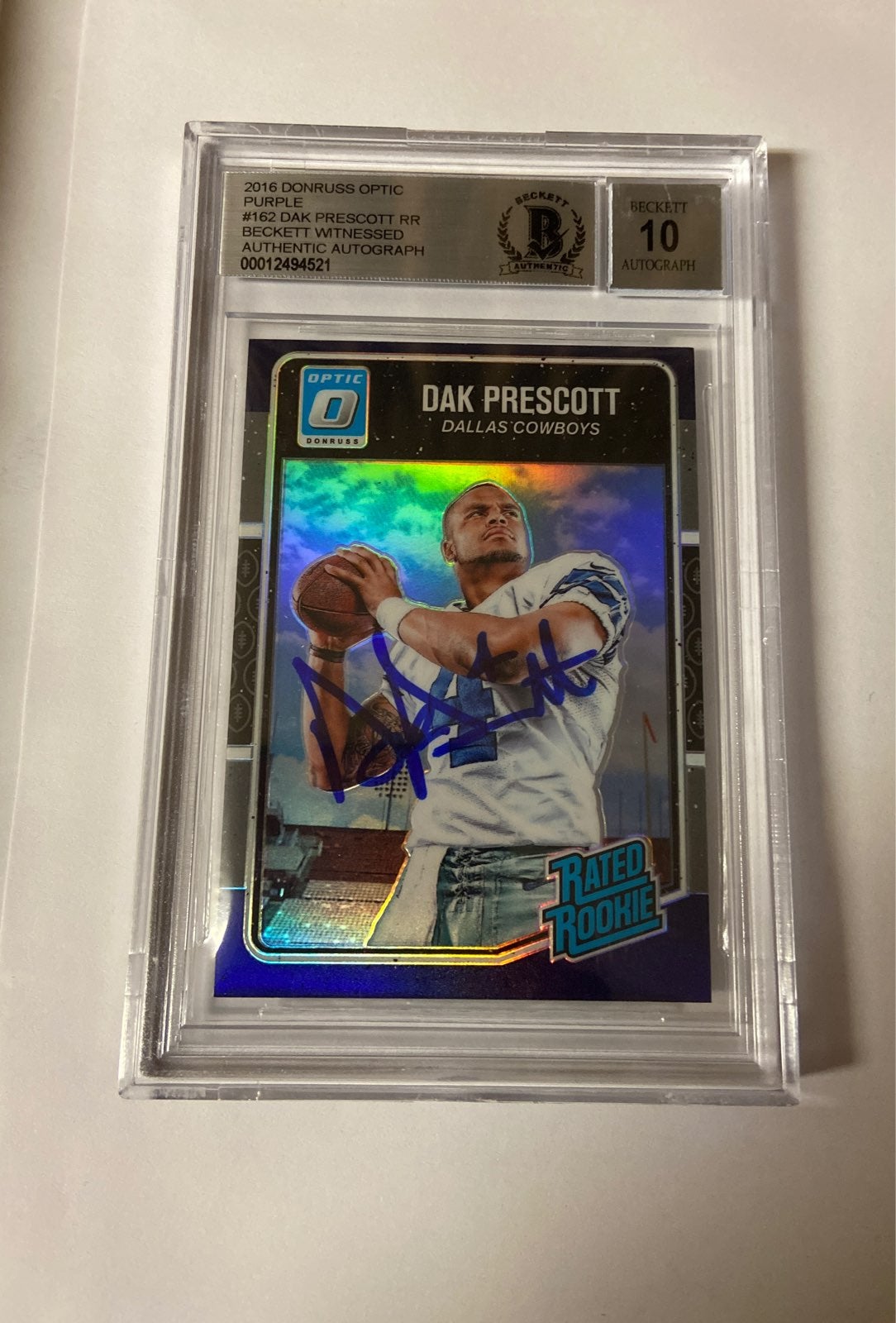 2016 Donruss Optic Purple #162 Signed Dak Prescott RR
