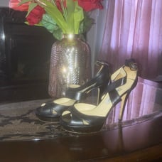 Jimmy Choo Black Leather Strap Heels