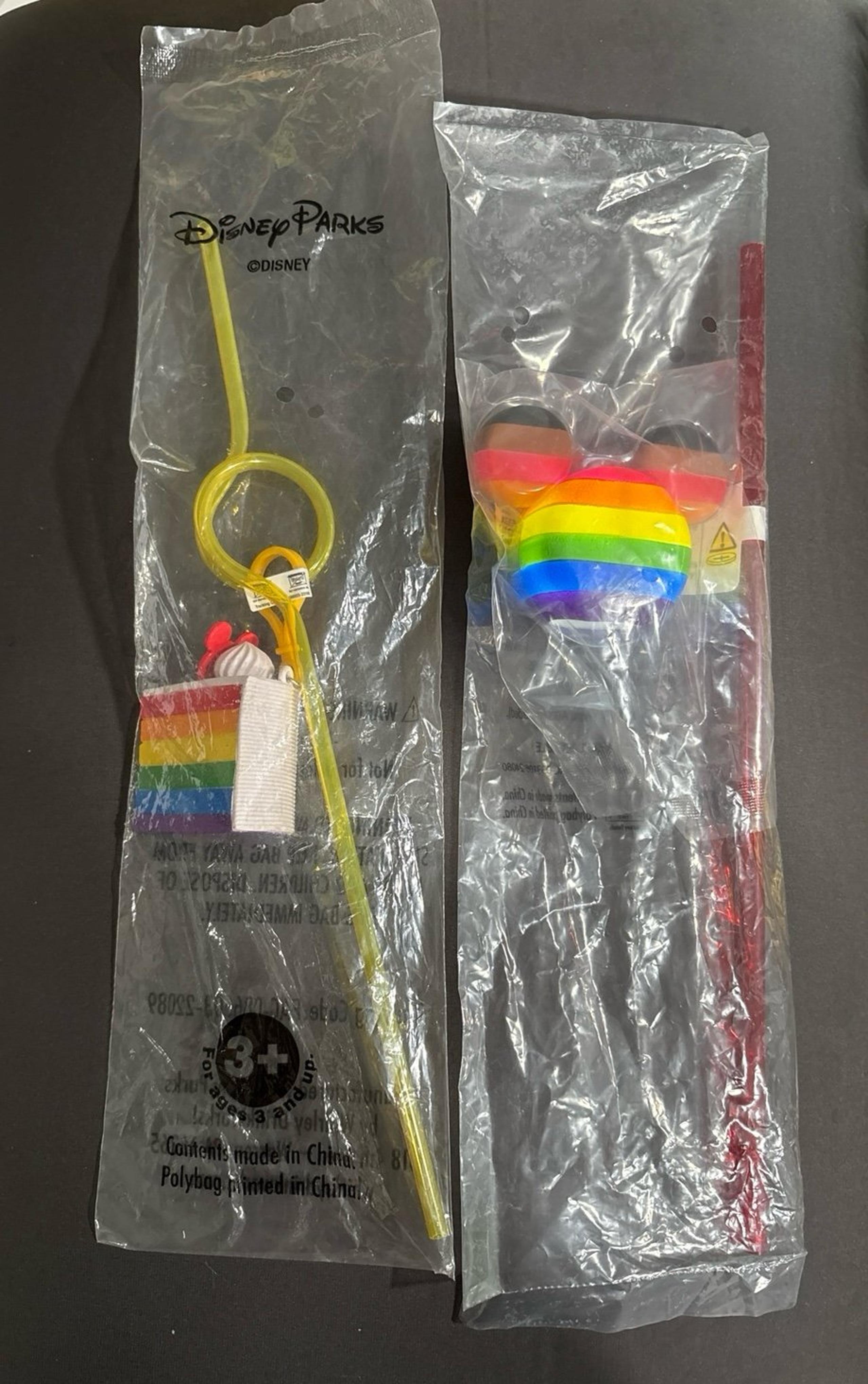 2 Disney Pride straw and straw toppers NWT