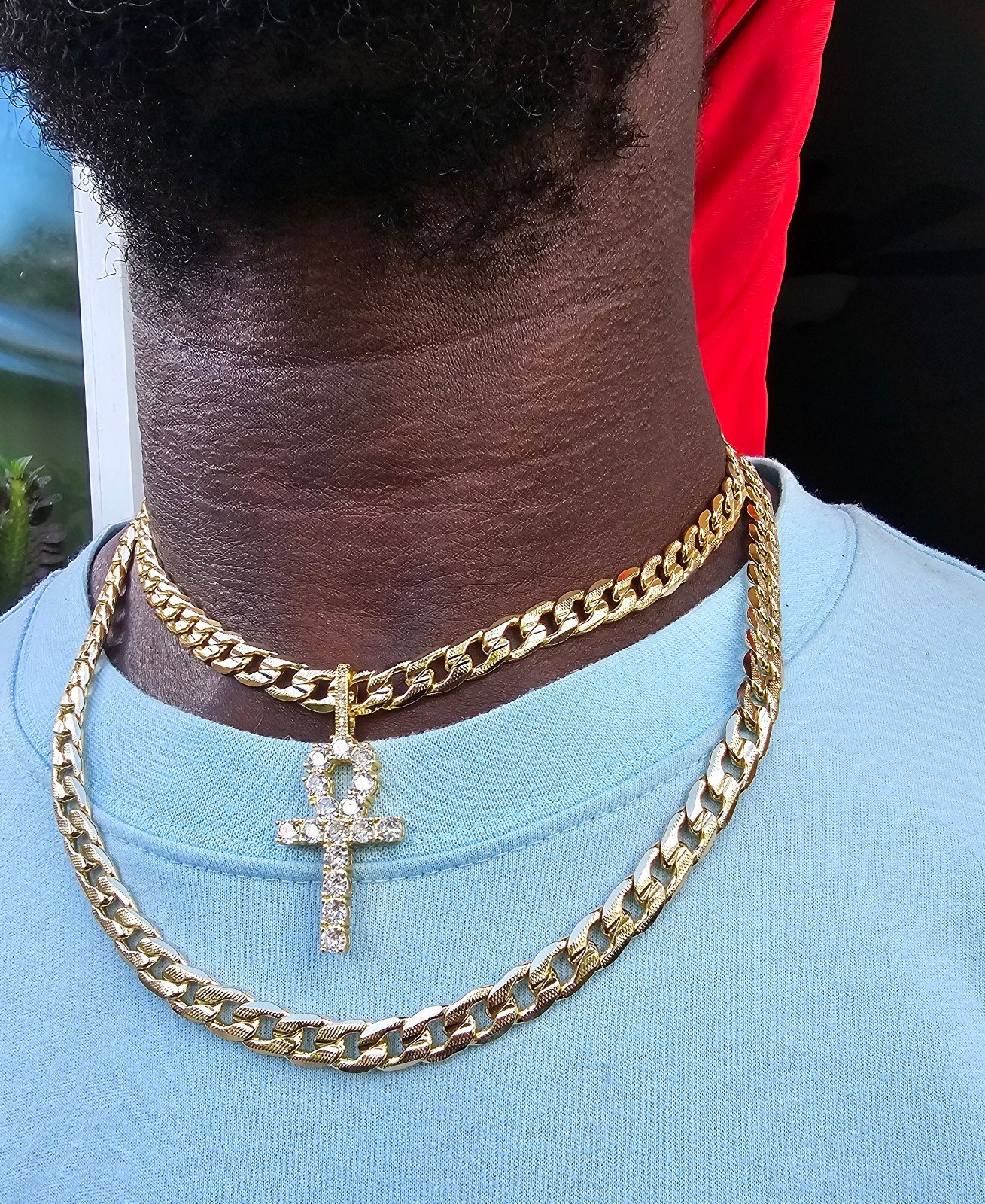 14k gold plated 2 Chains and Pendant