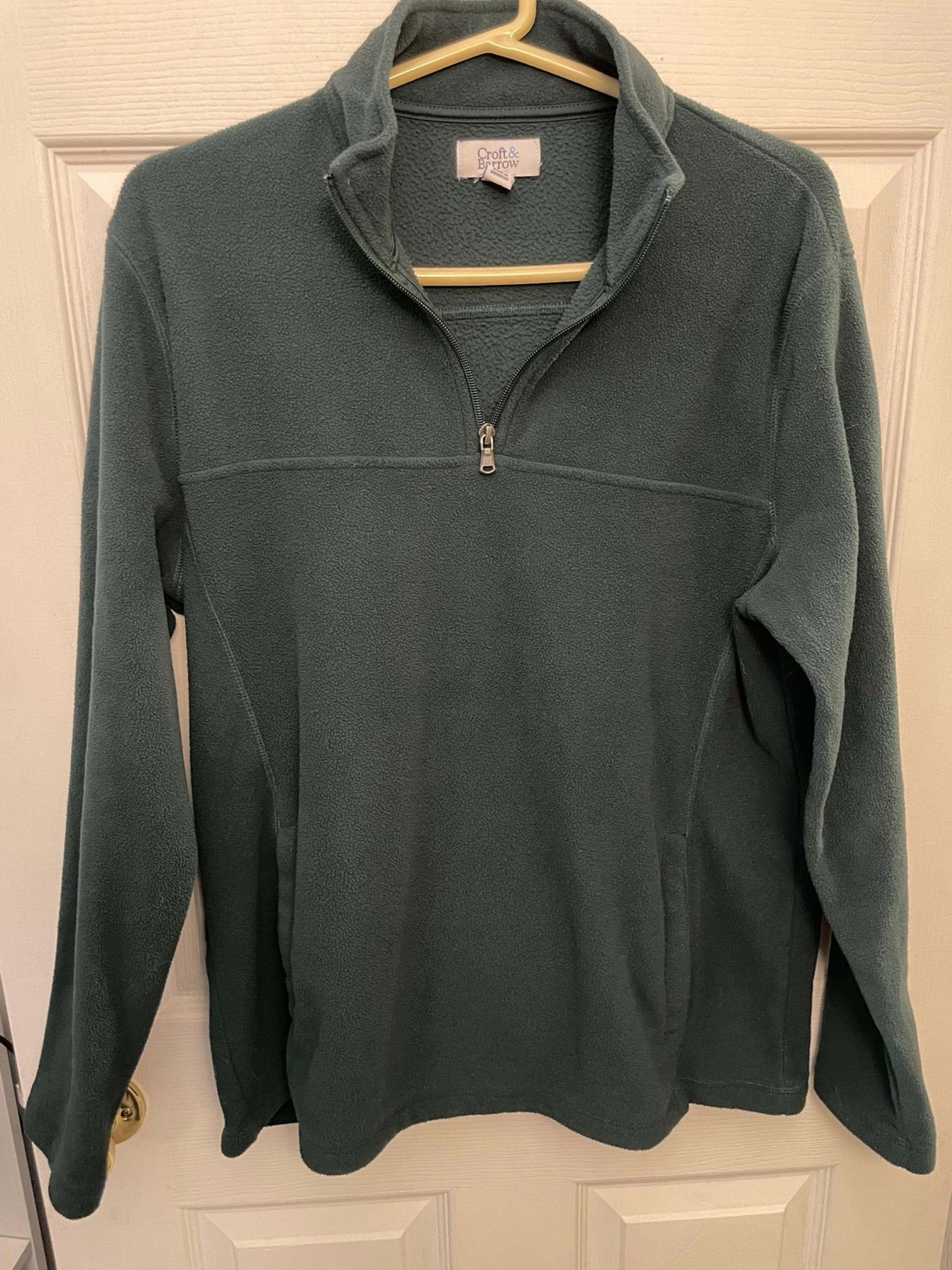Men’s Croft & Barrow Medium Fleece Sweatshirt Green 100% Polyester - EXCELLENT