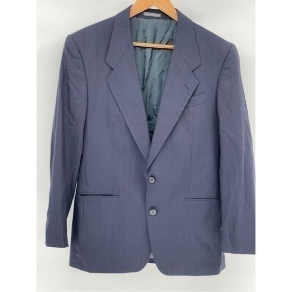 Yves Saint Laurent Blazer Suit Jacket Sport Coat Men Size 40 R Blue Stripes Wool
