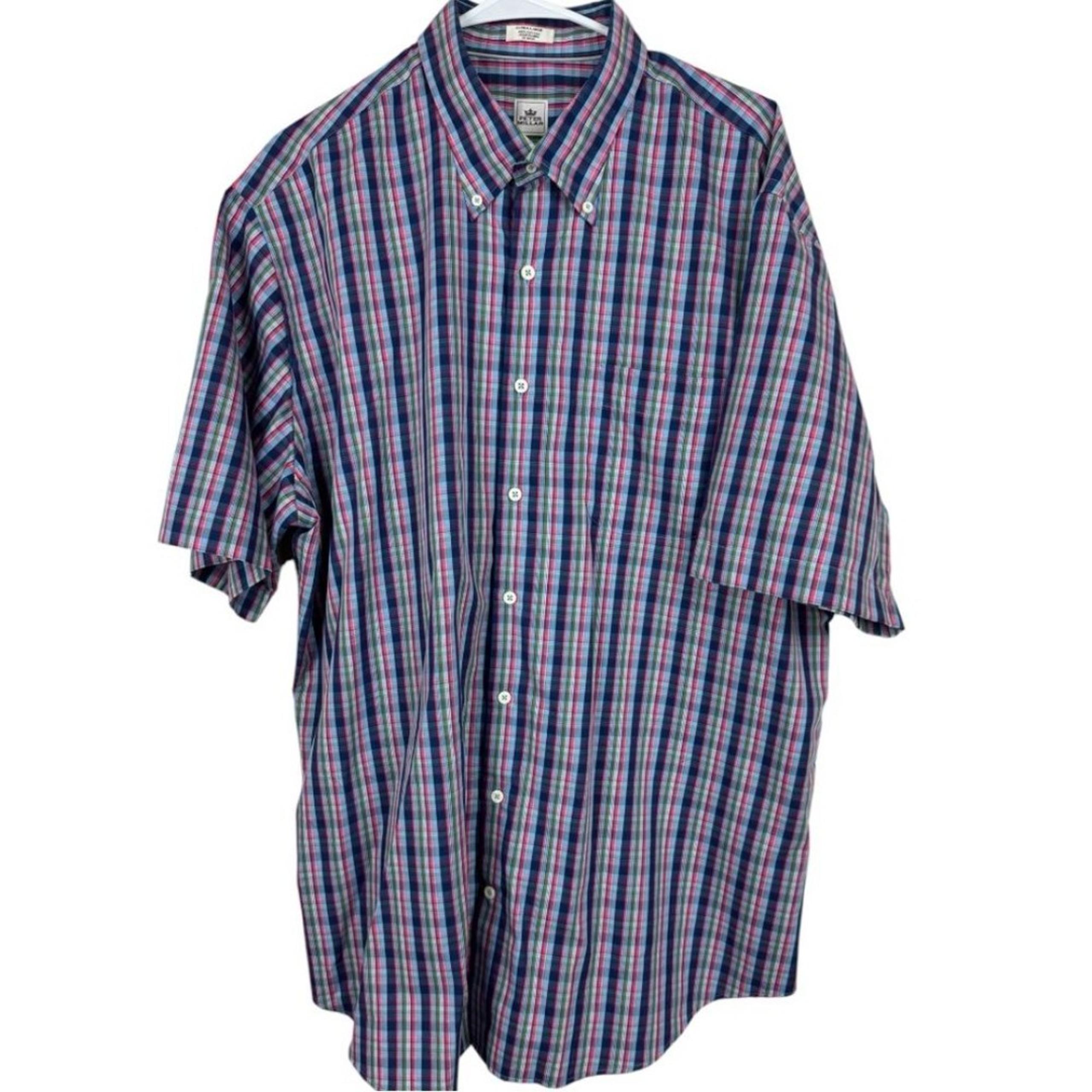 Peter Millar Plaid Button Down short sleeve Mens Shirt sz XL
