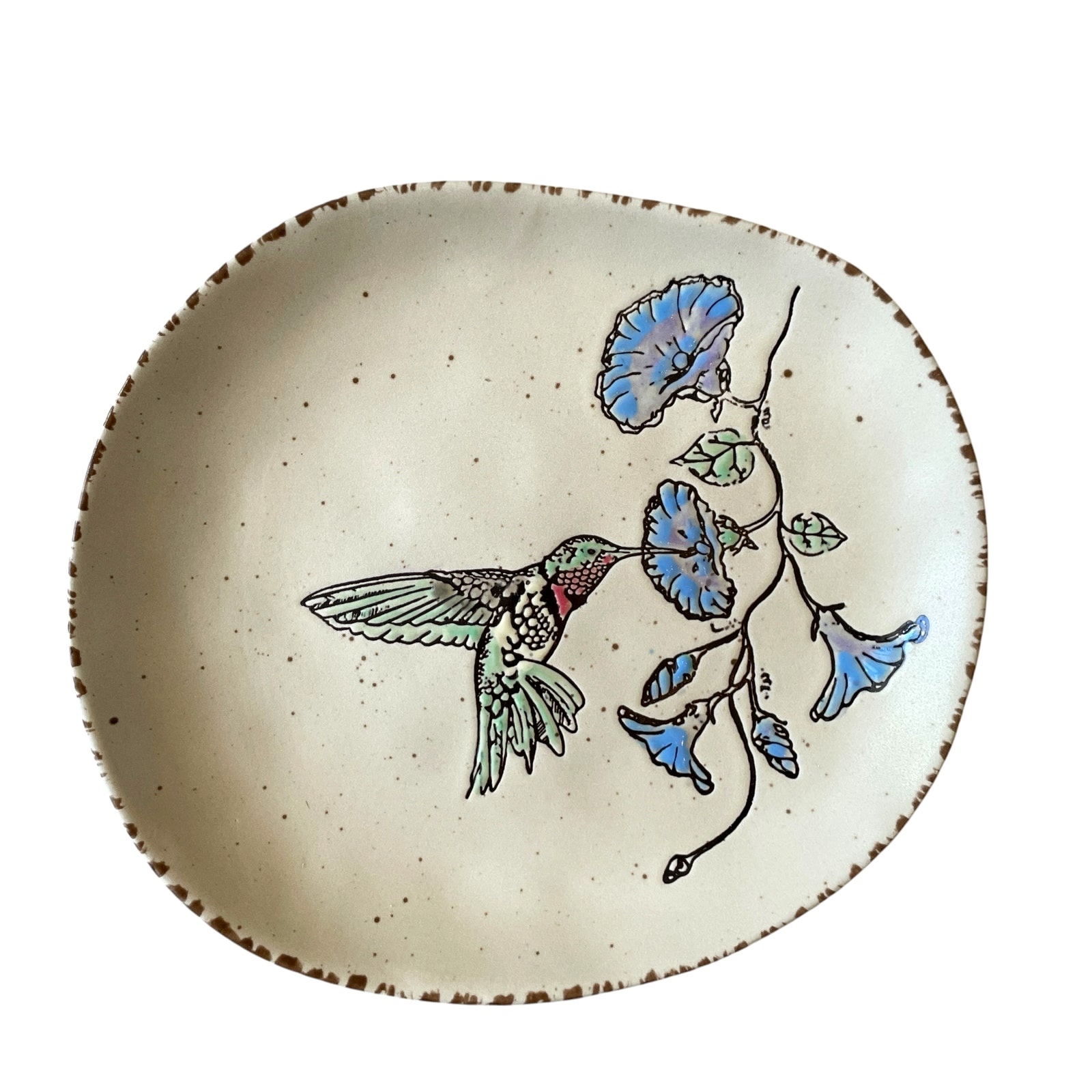 InHomestylez Embossed Ruby Hummingbird Purple Petunia Salad Plates 9 Set 4 New