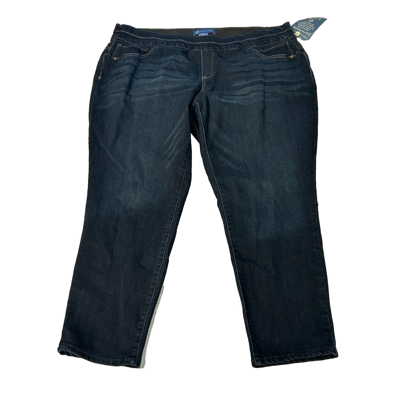 Democracy Women's Blue Ab solution Pull On Glider Ankle Length Jeans Size 22W