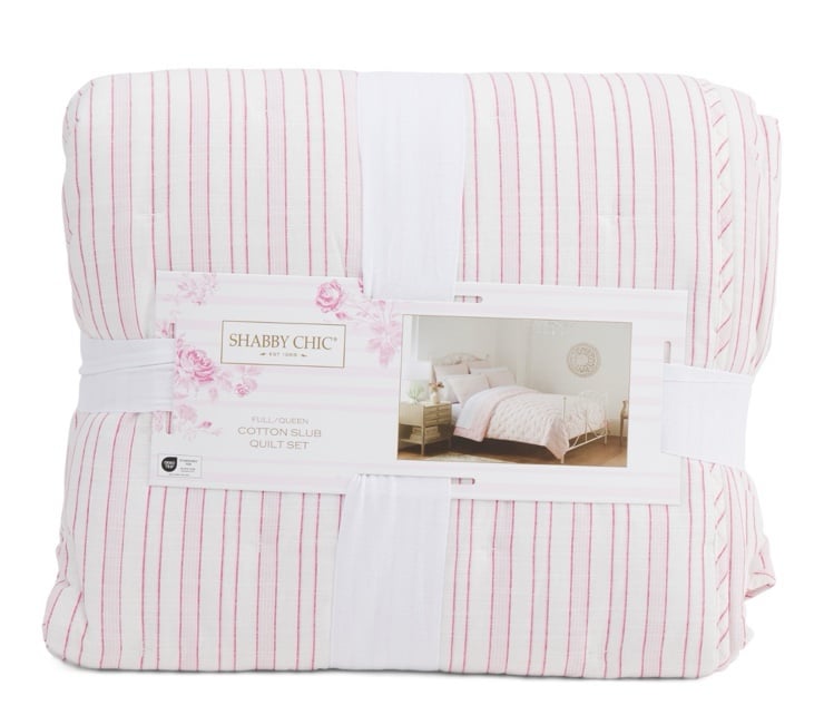 Rachel Ashwell KING SHABBY CHIC Cotton Stripe 3pc Quilt Set