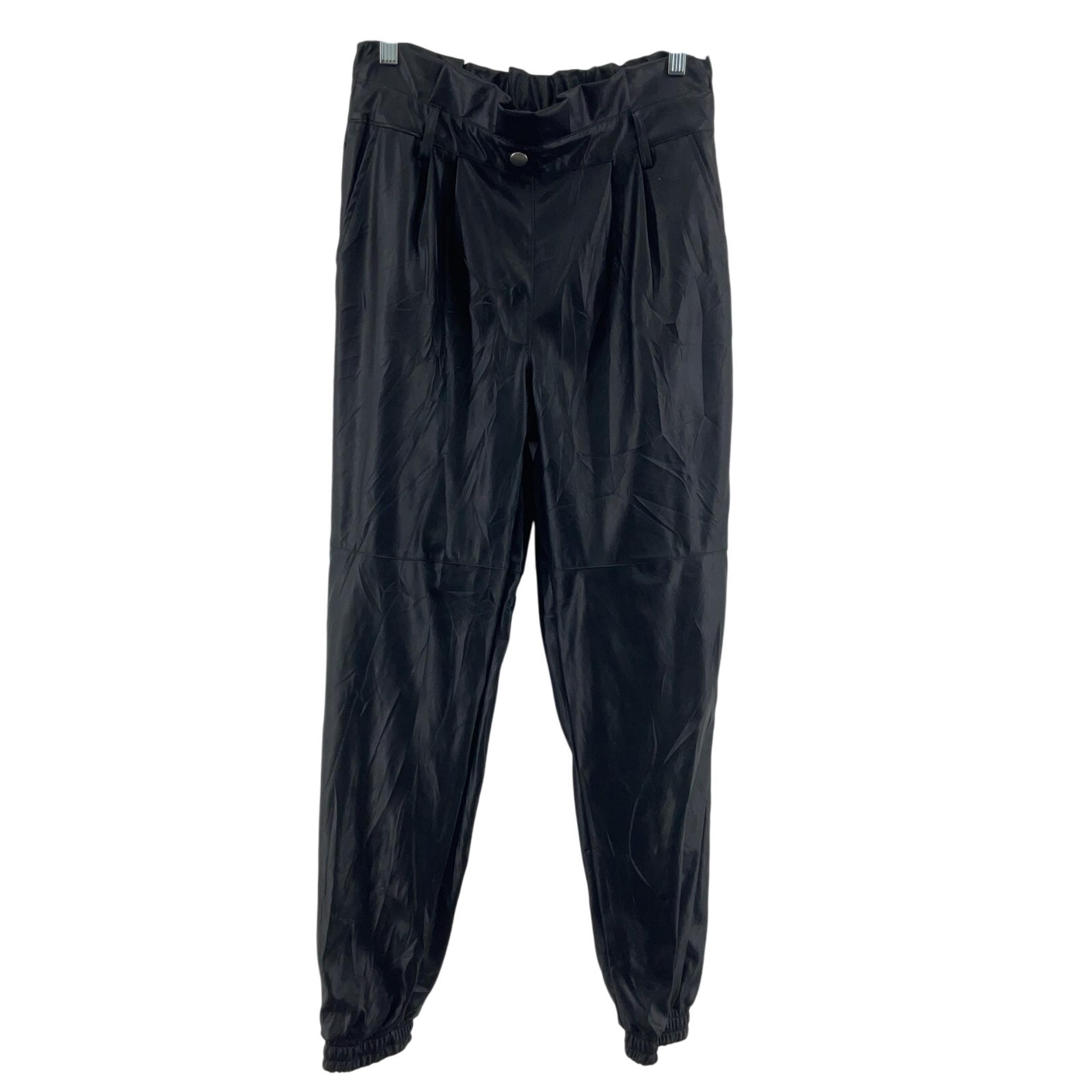 SO Black Faux Leather Jogger Pants Women’s Size Large NWT