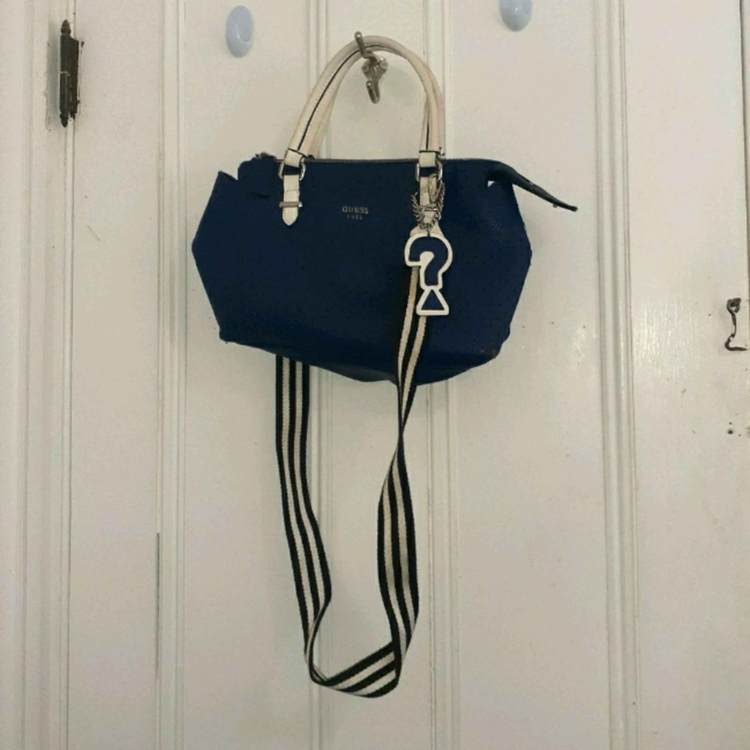 Blue guess shoulder strap purse