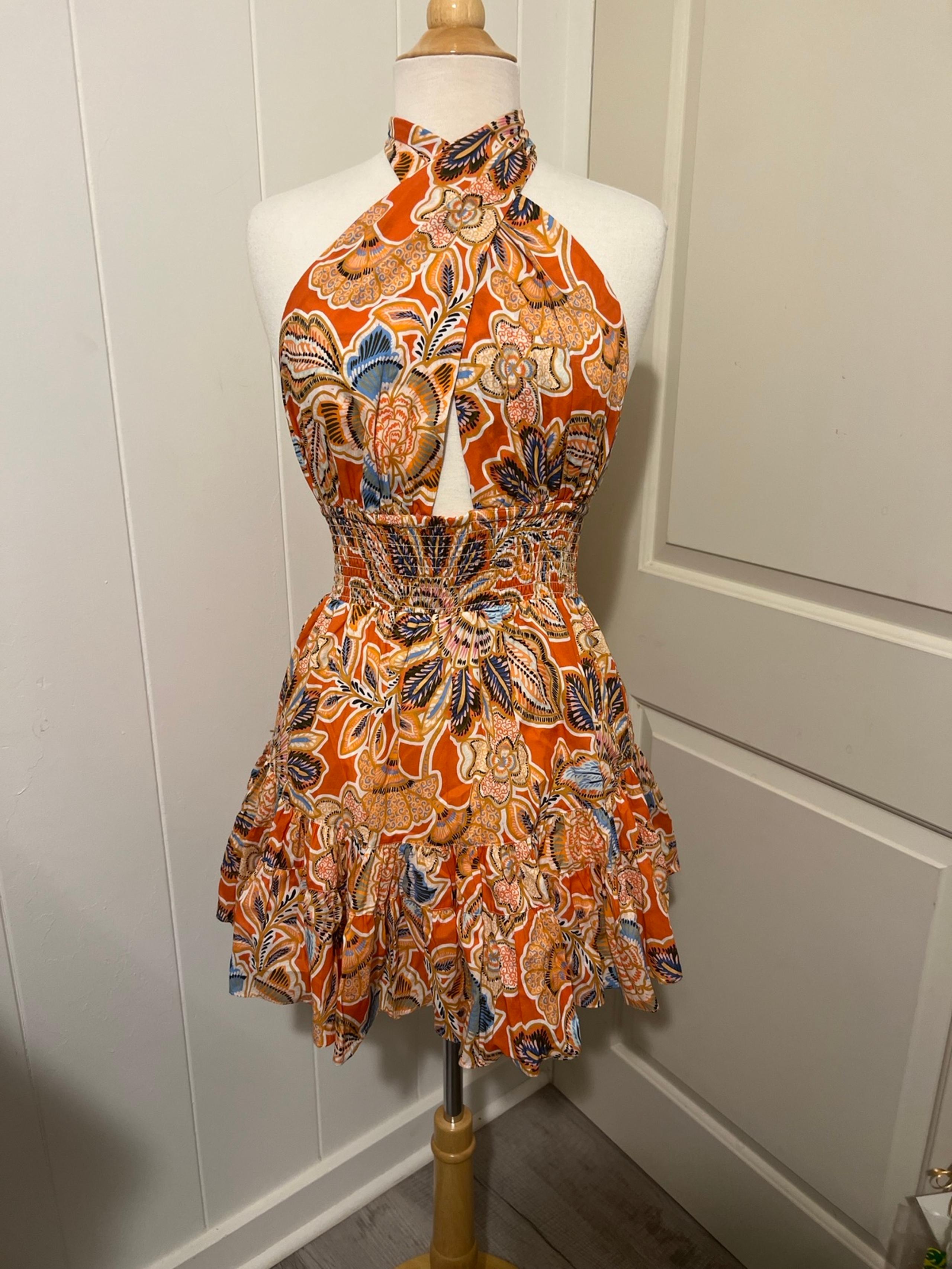 Misa Los Angeles Revolve Medium Dress Tula Orange Tangerine Flora $345