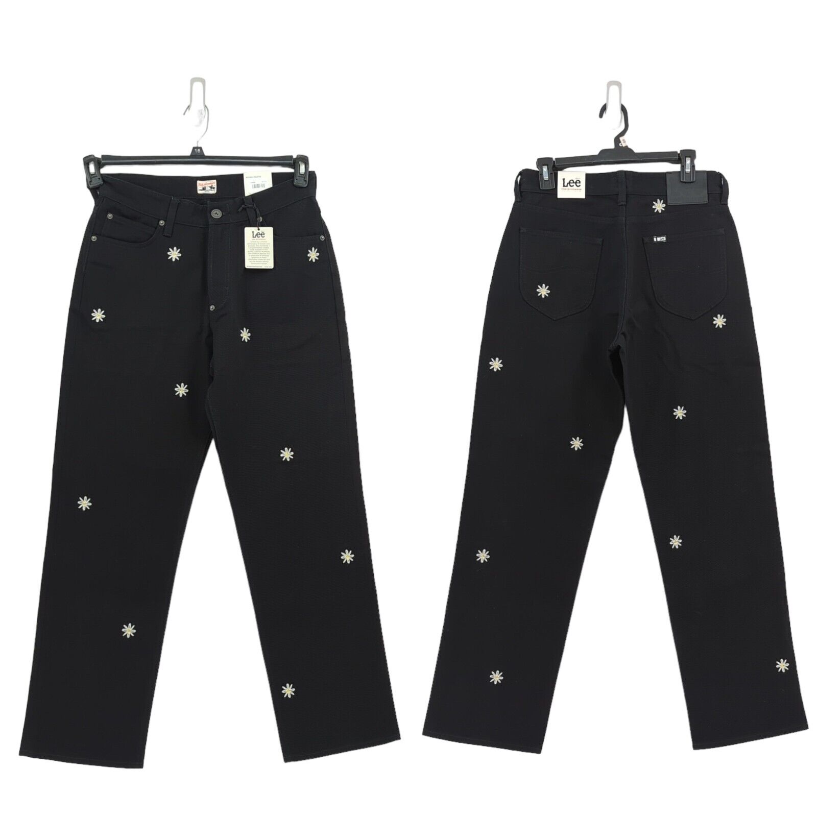 Hundreds Lee Unisex 30 x 32 Storm Rider Work Pant Jeans Black Relaxed Fit Floral
