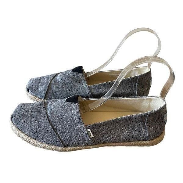 Toms Women's Deconstructed Alpargata Chambray Navy Ankle-High Canvas Slip-On Sho