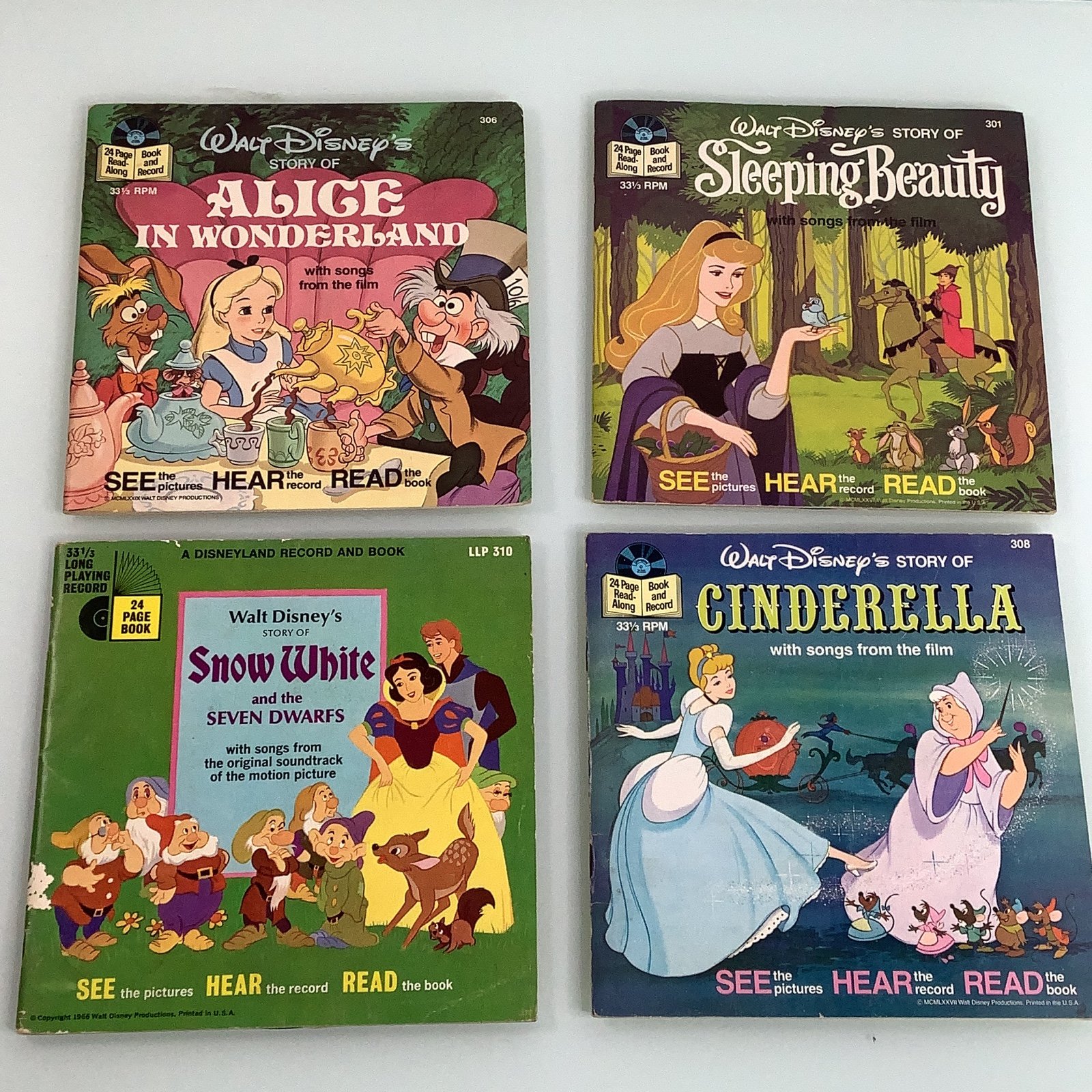 Disney Read along See Hear Read Princesses 4 book and record bundle